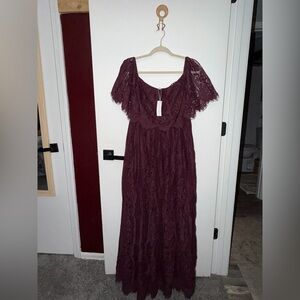 Baltic Born Burgundy Lace Maxi Dress